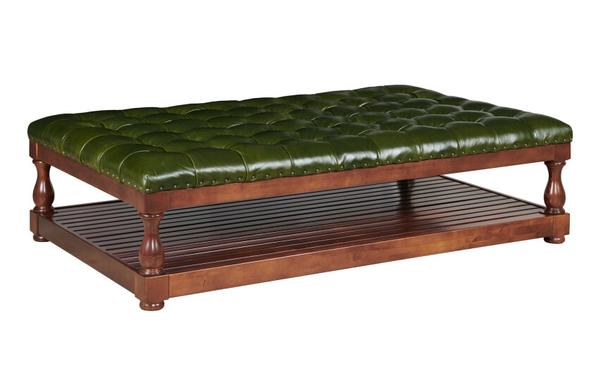 PEARCE TUFTED OTTOMAN - LEATHER 225