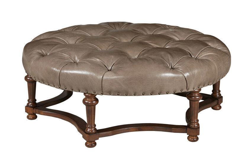 FULLERTON ROUND OTTOMAN - LEATHER 204