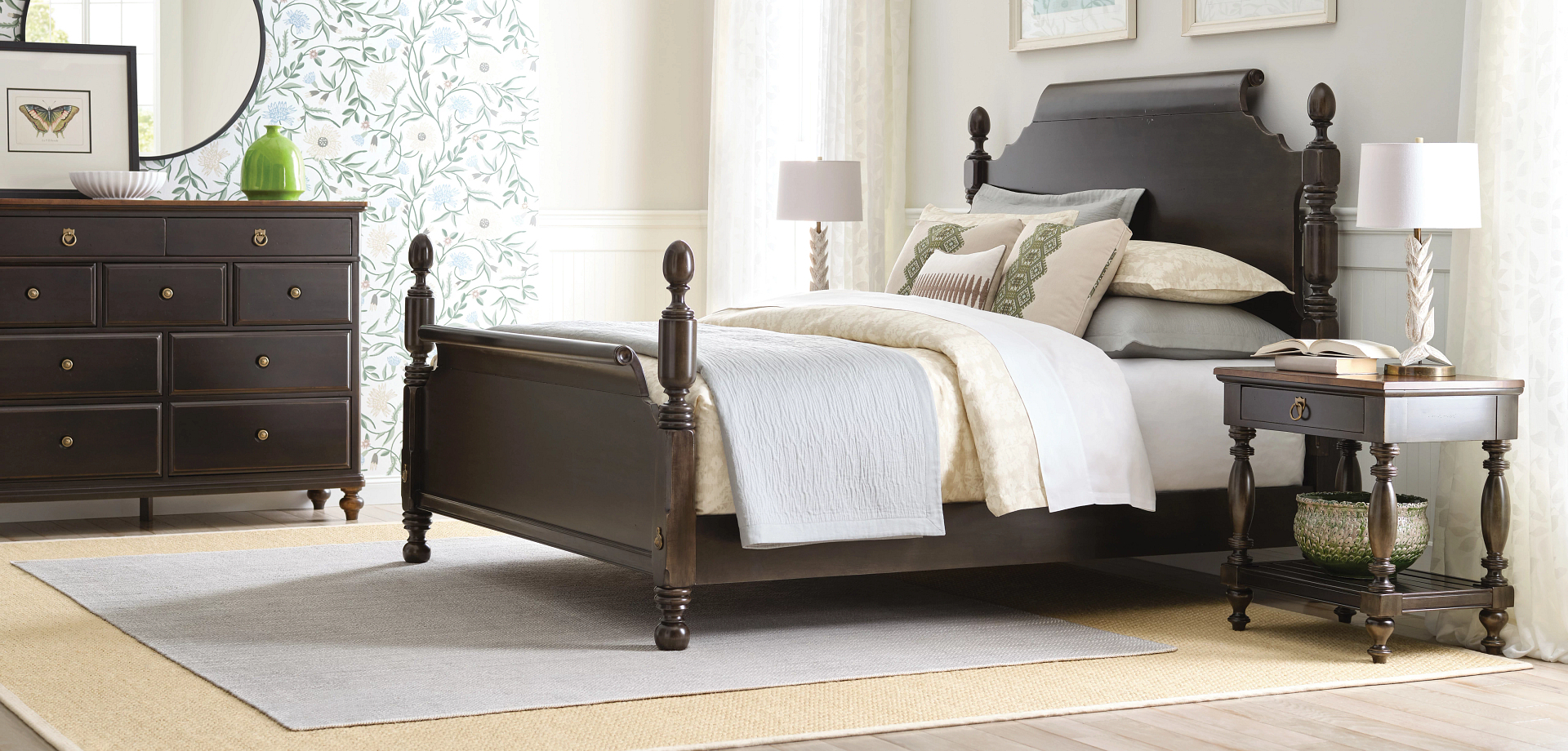 Bridgetown solid wood bedroom in black stain